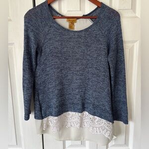Wrangler Heathered Blue Lace Long Sleeve Size Small